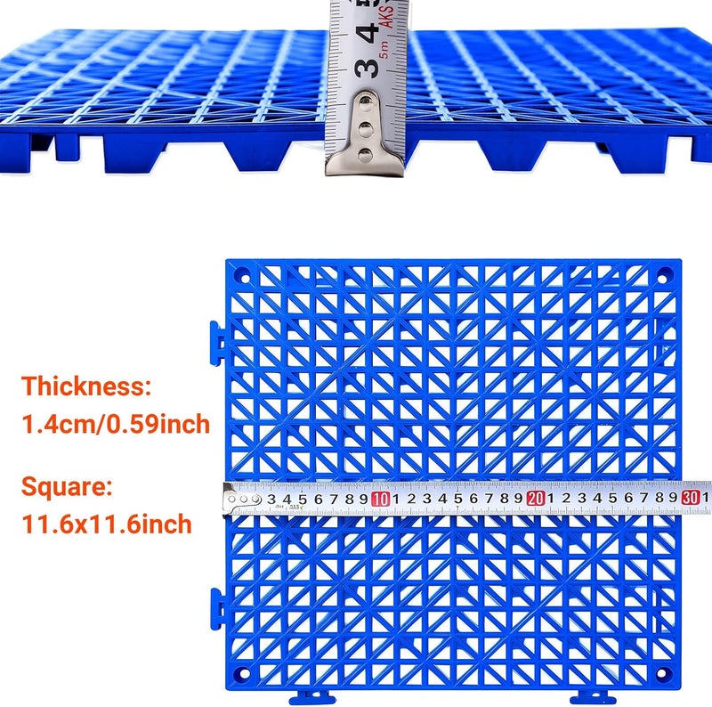 WENQUIT 8PCS Modular Interlocking Cushion, 12in x 12in Interlocking Drainage Mats, Waterproof Drainage Floor Tiles, Soft PVC Non-Slip Drain Tiles for Shower, RV Mattress, Pool, Blue Splicing Floor Mats - Image 2